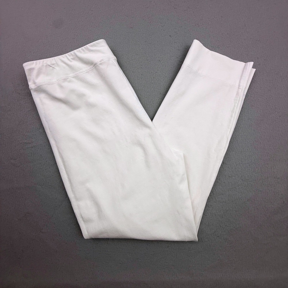Soft Surroundings Pants Womens Large White Pull On Stretch Ankle Slit Casual